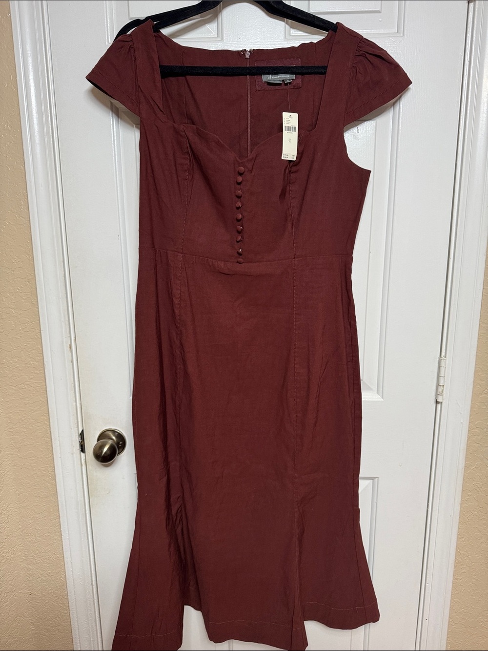 NWT Anthropologie Maeve Cecily Fit & Flare Sweetheart Dress XL Brown